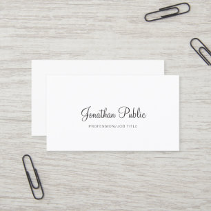 Carte De Visite Design blanc élégant Moderne Plain Professionnel