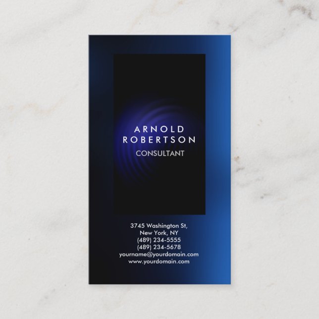 Carte De Visite Design Bleu foncé Noir moderne Professionnel (Devant)