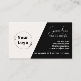 Carte De Visite Design chic et moderne de noir et blanc