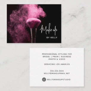 Carte De Visite Design Chic Pink Script Powder Make artist