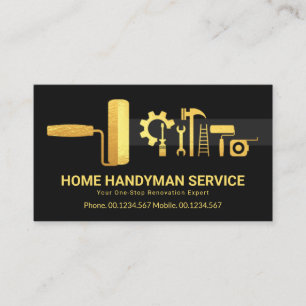 Carte De Visite Design créatif Gold Handyman Outils Rénovation