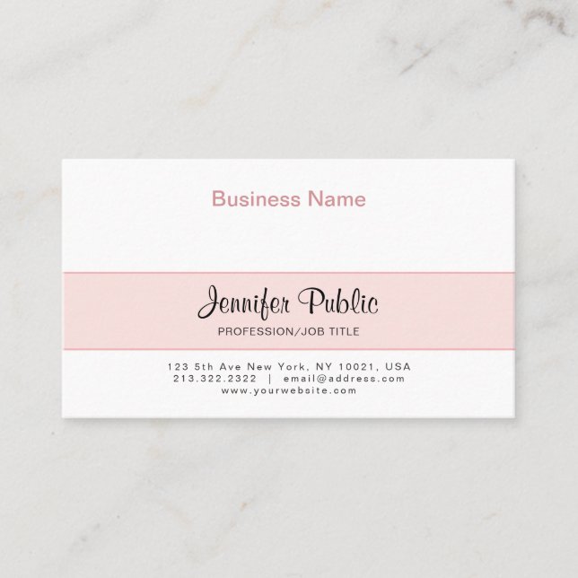 Carte De Visite Design créatif professionnel élégant rose moderne (Devant)