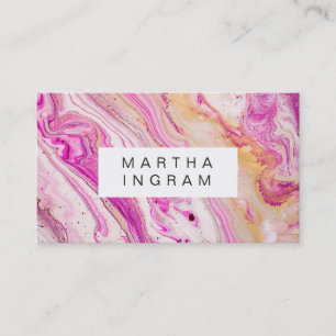 Carte De Visite Design d'art Abstrait brillant rose rose or blanc