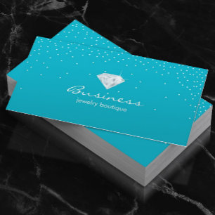 Carte De Visite Design de bijoux Turquoise Confetti Bright Diamond