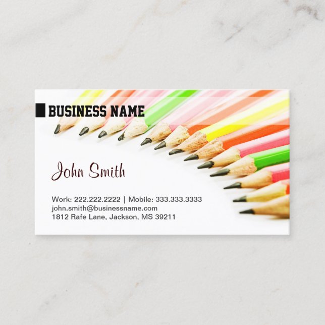 Carte De Visite Design de crayons de couleur créative (Devant)