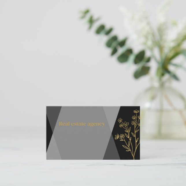 Carte De Visite Design de luxe professionnel noir et or (Debout devant)