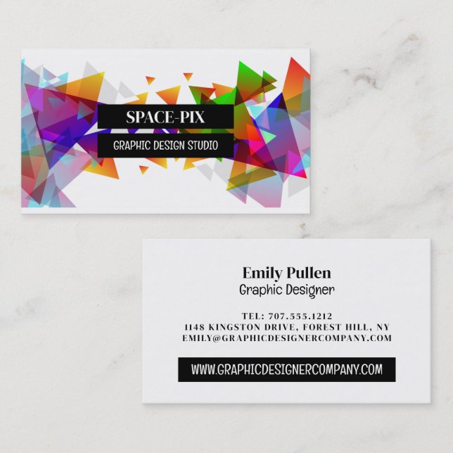Carte De Visite Design de triangle graphique, Concepteur graphique (Devant / Derrière)