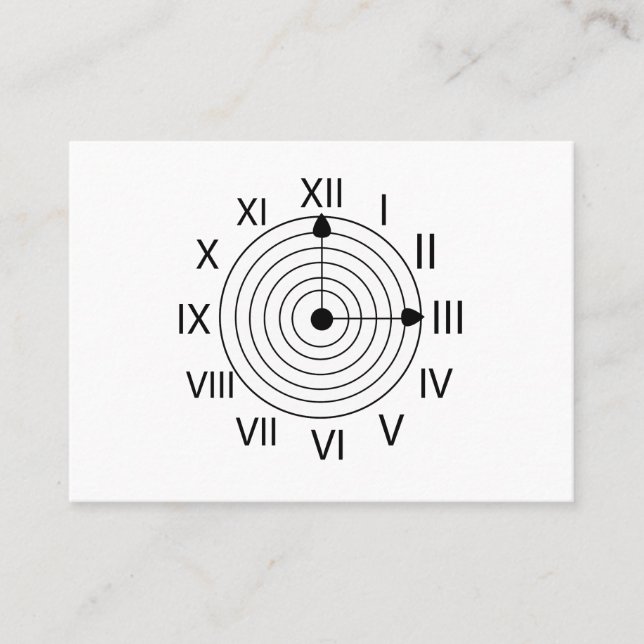 Carte De Visite Design d'horloge romaine noir et blanc (Devant)