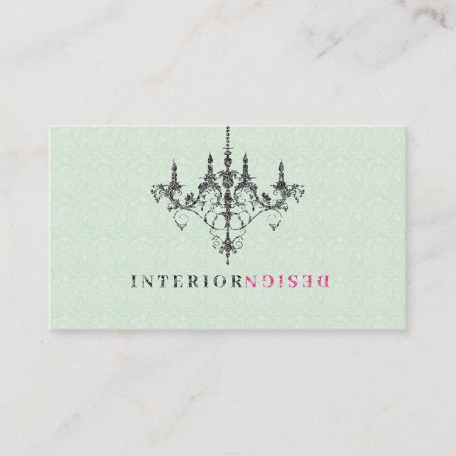 Carte De Visite Design d'intérieur d'Arrière - plan vert de lustre (Devant)