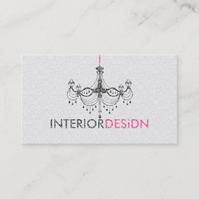 Carte De Visite Design d'intérieur de lustre noir blanc et rose (Devant)