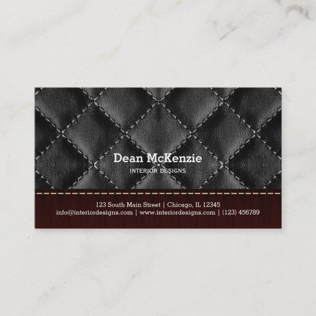 Carte De Visite Design d'intérieur en cuir noir (Devant)
