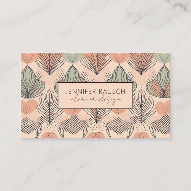 Carte De Visite Design d'intérieur moderne Abstrait Boho Apricot (Devant)