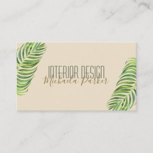 Carte De Visite Design d'intérieur moderne en feuille de palme tro