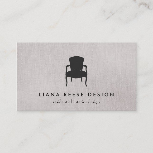 Carte De Visite Design d'intérieur simple Français Chaise Logo Tau (Devant)
