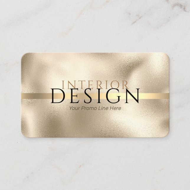 Carte De Visite Design d'intérieur, Vos Informations, Or sur Or, V (Devant)