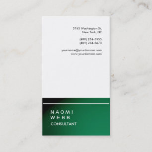 Carte De Visite Design élégant blanc vert tendance Consultant Crea