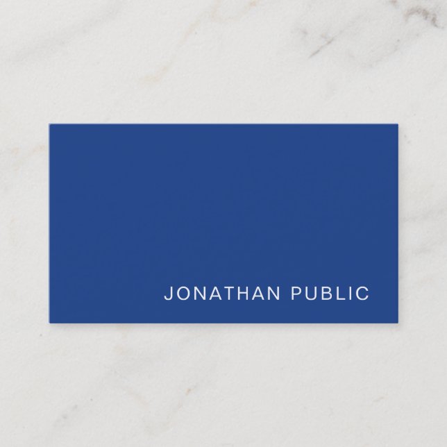 Carte De Visite Design élégant Blue Sleek Design tendance Plain Lu (Devant)