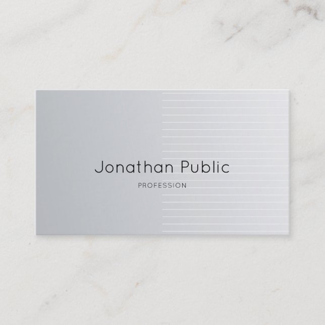 Carte De Visite Design élégant élégant élégant Silver Plain luxe é (Devant)
