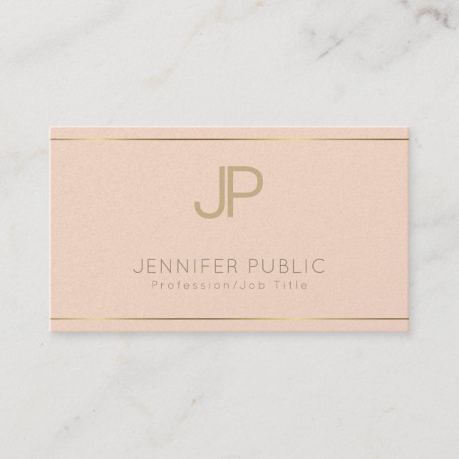Carte De Visite Design élégant Elite Plain Luxe Monogramme tendanc (Devant)