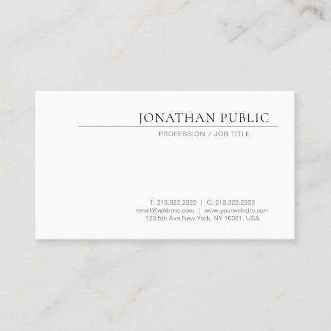 Carte De Visite Design élégant et créatif Nettoyant Blanc tendance (Devant)