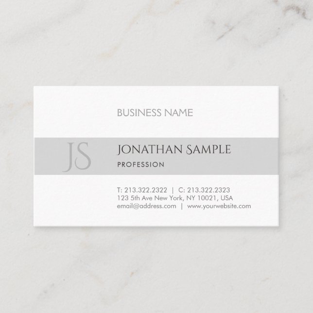Carte De Visite Design élégant et moderne épuré minimaliste chic s (Devant)