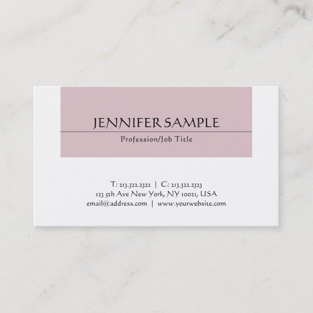 Carte De Visite Design élégant et professionnel Moderne Luxe Plain (Devant)