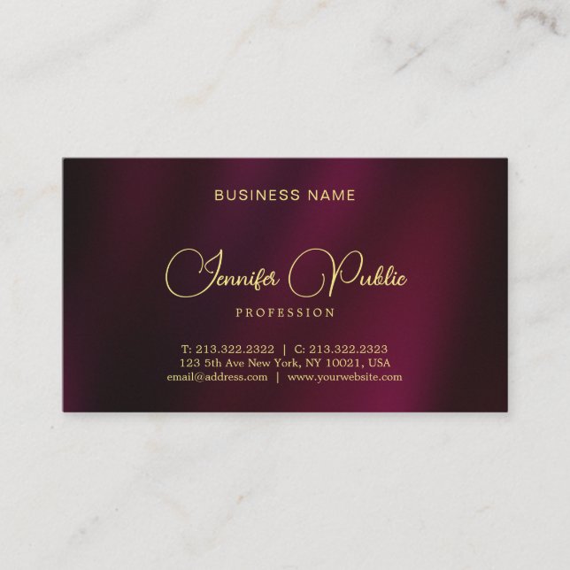 Carte De Visite Design Elegant Gold Script Nom Texte Luxueux (Devant)