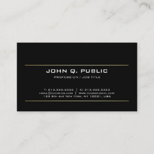 Carte De Visite Design élégant Gold Stripes moderne Noir élégant