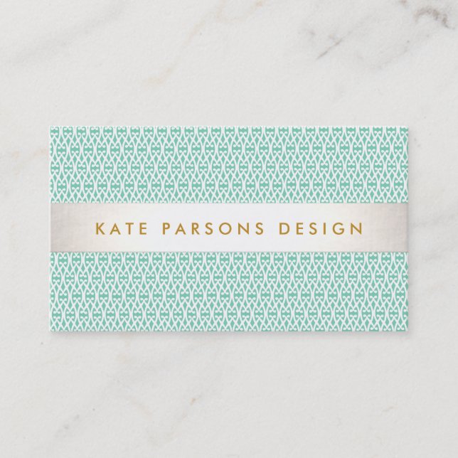 Carte De Visite Design élégant Mint moderne et Motif blanc (Devant)