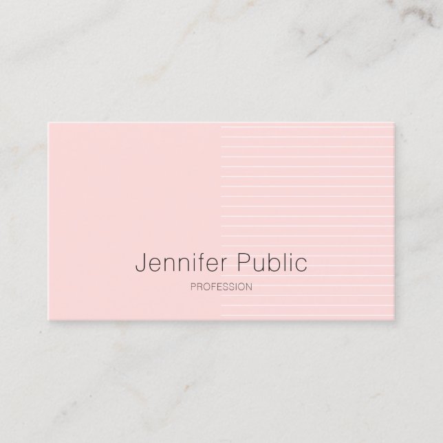 Carte De Visite Design élégant moderne de luxe Pink Professional (Devant)