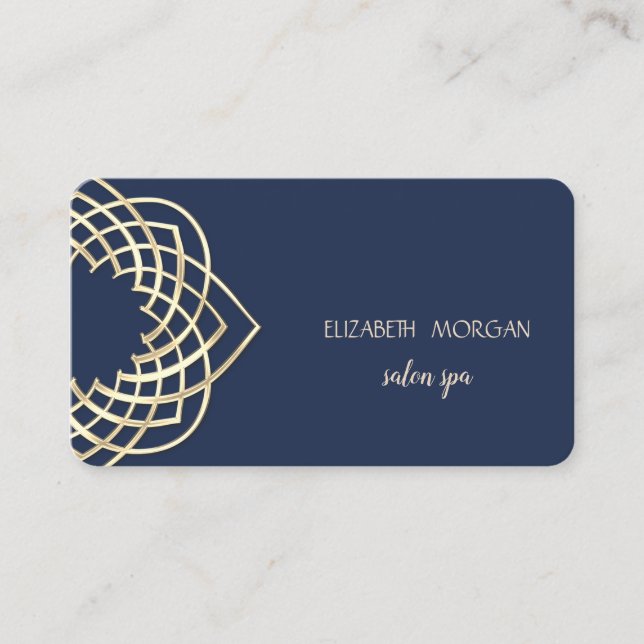 Carte De Visite Design élégant moderne, Or, Blanc (Devant)