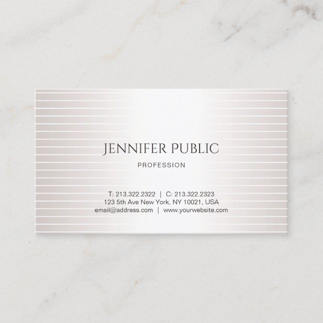 Carte De Visite Design élégant Moderne Plaine Glamour Faux Argent (Devant)