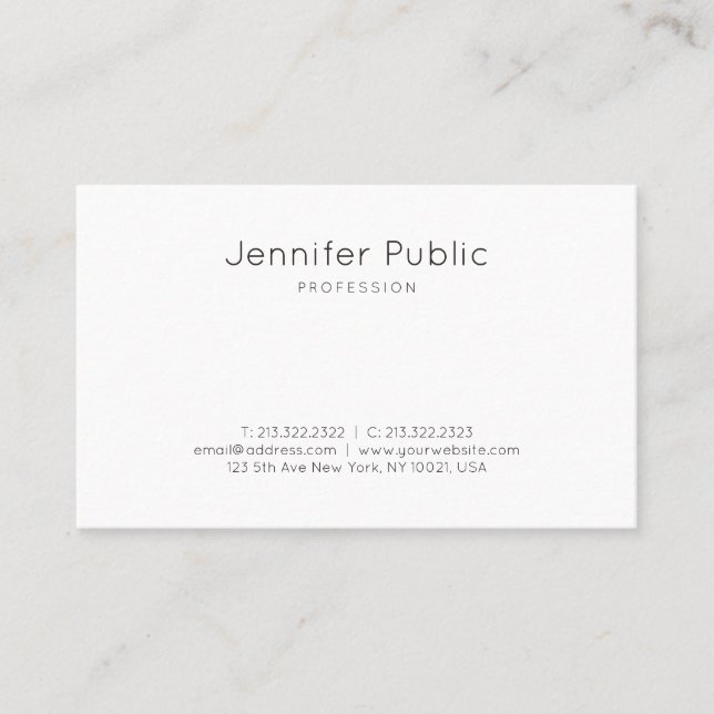 Carte De Visite Design élégant moderne tendance blanc (Devant)
