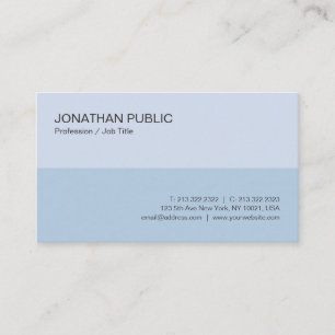 Carte De Visite Design élégant moderne tendance Bleu Simple Plaine