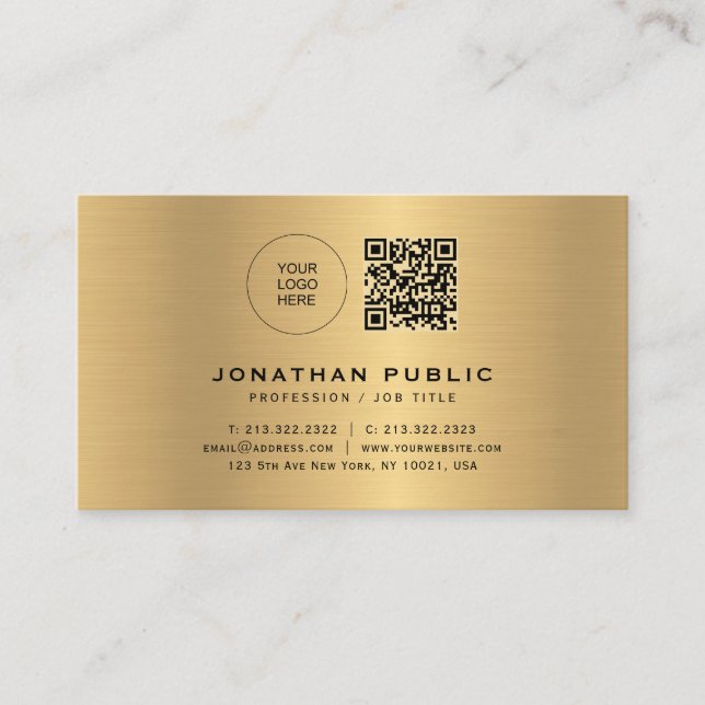 Carte De Visite Design élégant moderne Votre texte personnalisé Or (Devant)