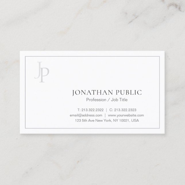 Carte De Visite Design élégant Monogram Design élégant Moderne Cla (Devant)