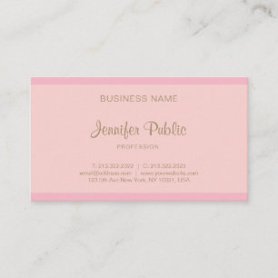 Carte De Visite Design élégant Pink Gold Script Modèle moderne