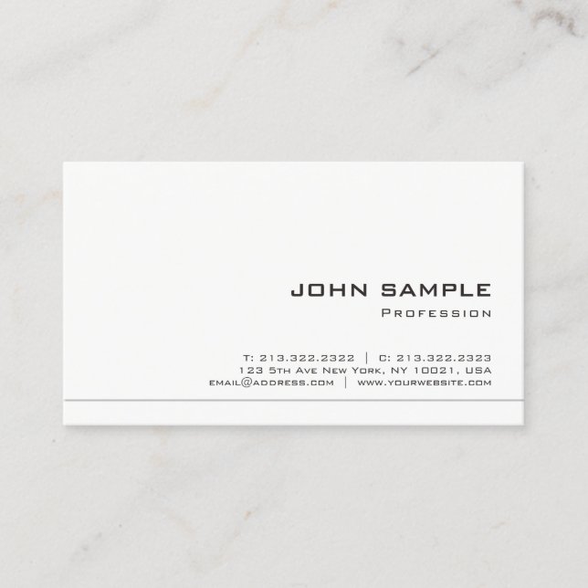 Carte De Visite Design élégant professionnel créatif élégant blanc (Devant)