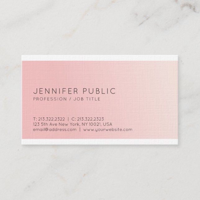 Carte De Visite Design élégant tendance Pink Plain Luxe élégant (Devant)