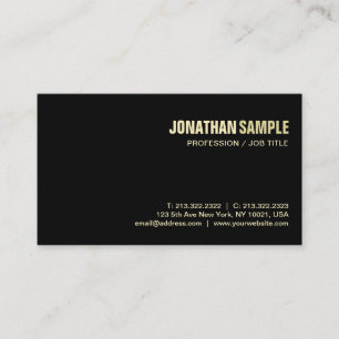 Carte De Visite Design élégant tendance Plain Black Gold Luxury Si
