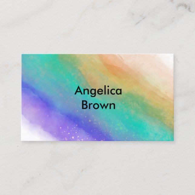 Carte De Visite design élégant turquoise et violet aquarelle (Devant)