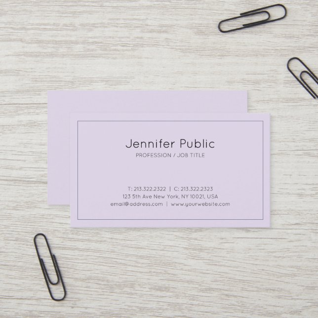Carte De Visite Design élégant violet moderne Design Luxe Finition (Devant/Arrière en situation)