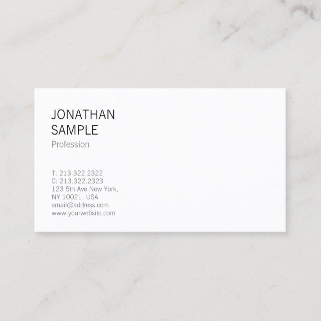 Carte De Visite Design épuré Moderne Cool tendance Professionnel s (Devant)
