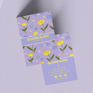 Carte De Visite Design floral élégant - thème violet et jaune