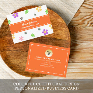 Carte De Visite Design floral mignon coloré Personnalisé