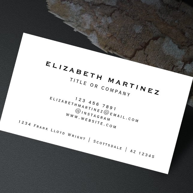 Carte De Visite Design générique blanc clair professionnel simple (Créateur téléchargé)
