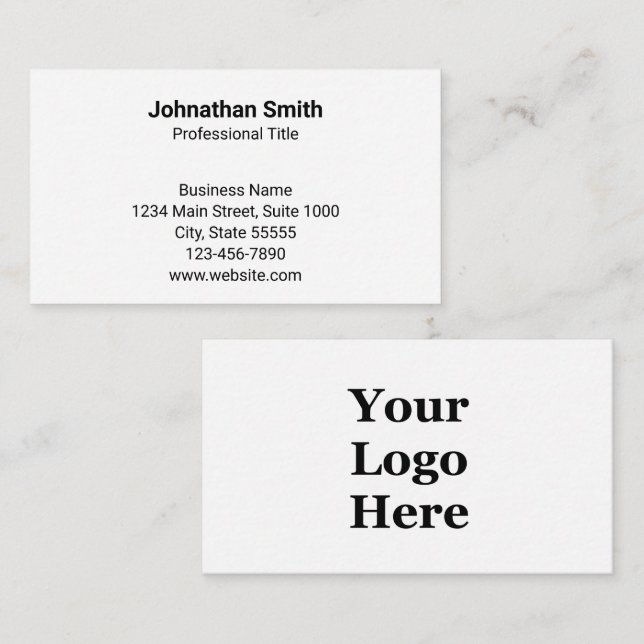 Carte De Visite Design générique simple blanc Ajouter logo (Devant / Derrière)