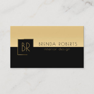 Carte De Visite Design géométrique moderne Black & Gold Sharp