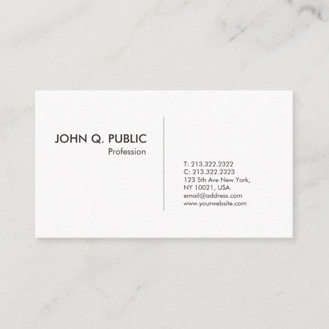 Carte De Visite Design graphique simple et tendance Élégant blanc  (Devant)