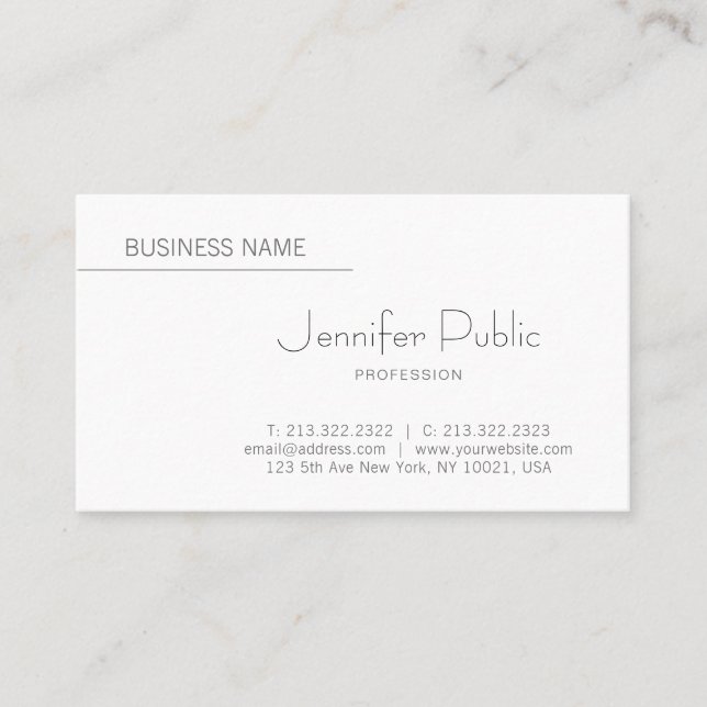 Carte De Visite Design intelligent créatif Moderne Plain Professio (Devant)